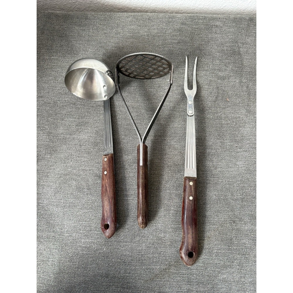 Vintage Imperial Stainless Steel Veri Sharp Ladle, Masher, Meat Carving Fork MCM